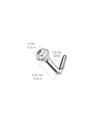 Piercing nez tige en L zircon Titane G23