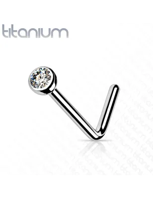 Piercing nez tige en L strass Titane G23