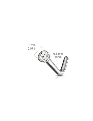 Piercing nez tige en L strass Titane G23