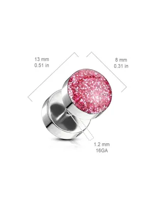 Piercing faux plug à paillettes rose