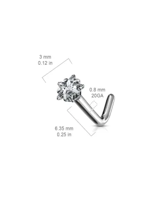 Piercing nez tige en L strass étoile Titane G23