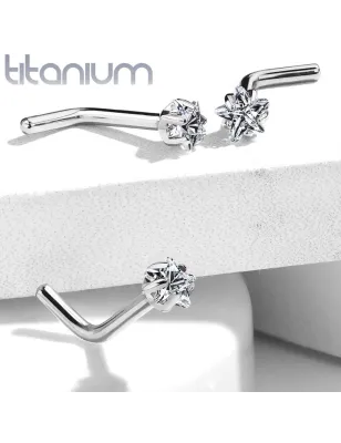 Piercing nez tige en L strass étoile Titane G23