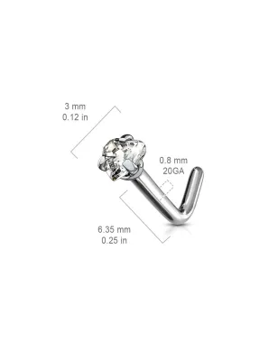 Piercing nez tige en L strass coeur Titane G23