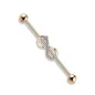 Piercing industriel oreille plaqué or rose symbole infini pavé de strass