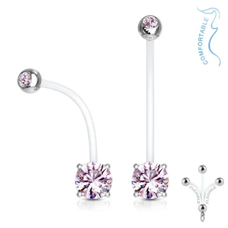 Piercing nombril de grossesse strass rond rose