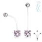 Piercing nombril de grossesse strass rond rose