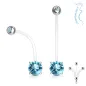 Piercing nombril de grossesse strass rond turquoise