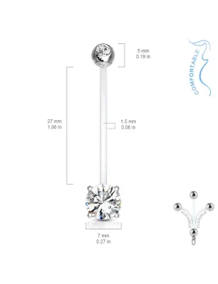 Piercing nombril de grossesse strass rond blanc