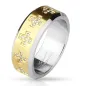 Bague homme acier centre doré croix strass