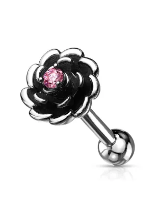 Piercing cartilage hélix fleur antique rose