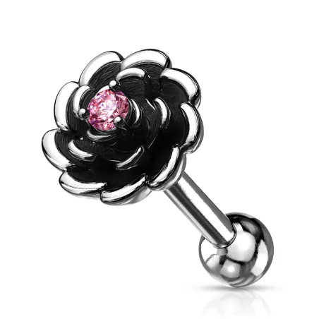 Piercing cartilage hélix fleur antique rose