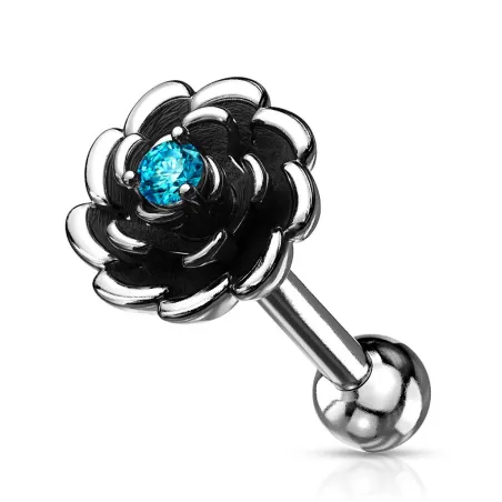 Piercing cartilage hélix fleur antique turquoise