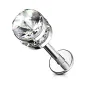 Piercing labret oreille cylindre cristal blanc