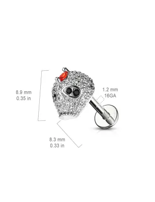 Piercing labret oreille crâne pavé de strass