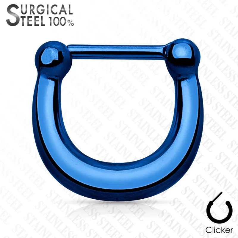 Piercing septum clipsable en acier chirurgical bleu clair