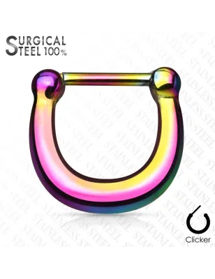 Piercing septum clipsable en acier chirurgical multicolore