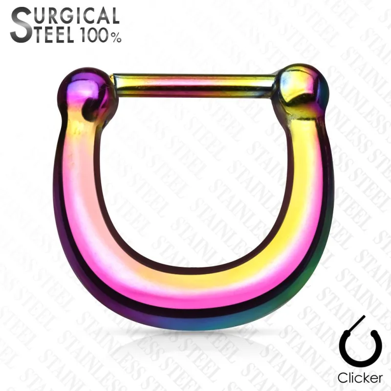 Piercing septum clipsable en acier chirurgical multicolore