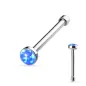 Piercing nez tige droite opale bleue