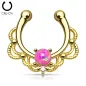 Faux piercing septum plaqué or opale rose