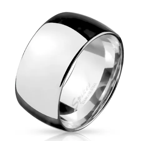 Bague homme large dôme en acier argenté