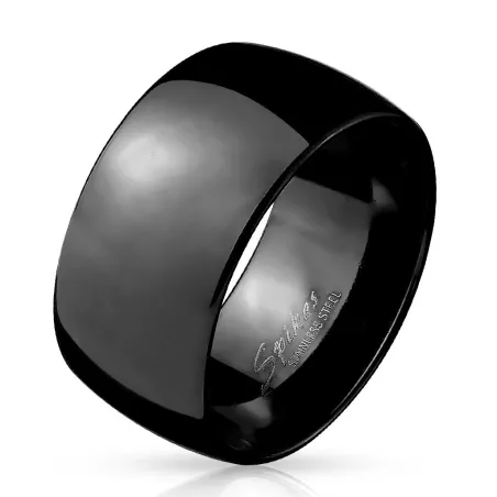 Bague homme large dôme en acier noir