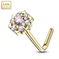 Piercing nez Or jaune 14 carats fleur sept gemmes blanc et rose