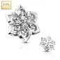 Piercing microdermal Or blanc 14 Carats fleur à 7 strass