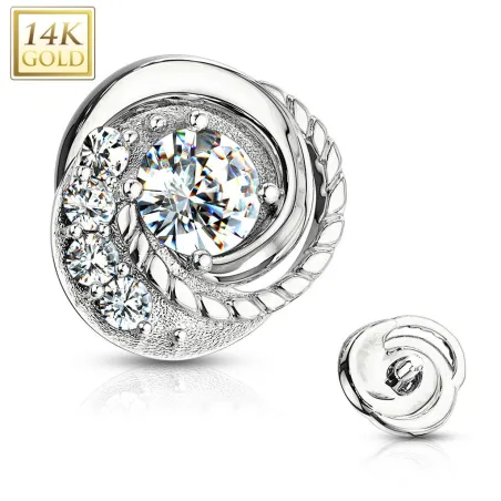 Piercing microdermal Or blanc 14 Carats tourbillon strass