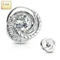 Piercing microdermal Or blanc 14 Carats tourbillon strass