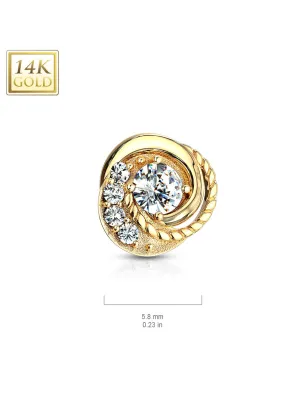 Piercing microdermal Or jaune 14 Carats tourbillon strass