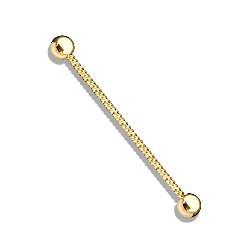 Piercing industriel oreille corde torsadée acier doré