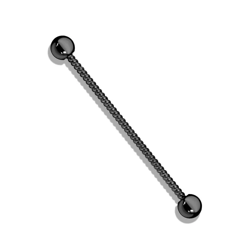 Piercing industriel oreille corde torsadée acier noir