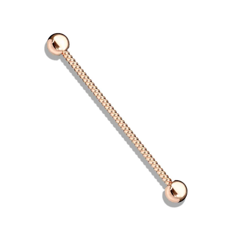 Piercing industriel oreille corde torsadée acier rosé