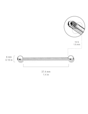 Piercing industriel oreille corde torsadée acier chirurgical