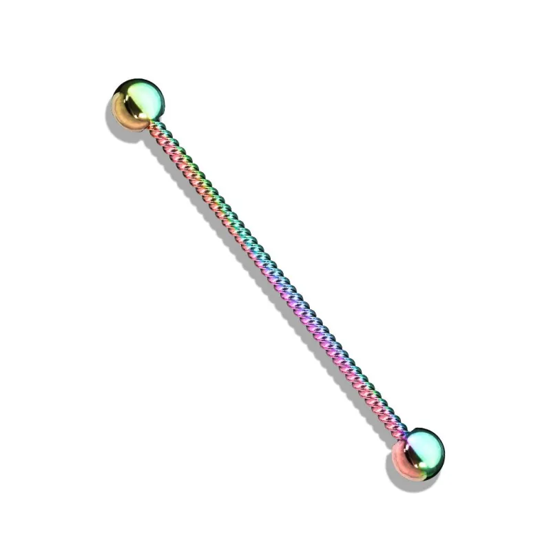 Piercing industriel oreille corde torsadée acier multicolore