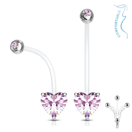 Piercing nombril de grossesse strass coeur rose