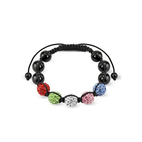 Bracelet Shamballa avec billes métalliques et Crystal 5 Couleurs