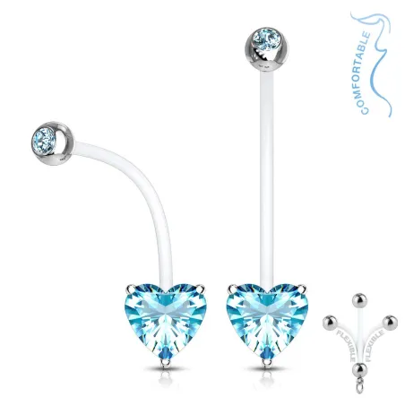 Piercing nombril de grossesse strass coeur turquoise