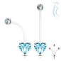 Piercing nombril de grossesse strass coeur turquoise