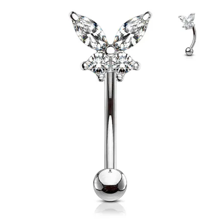 Piercing arcade acier papillon strass