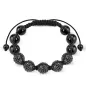 Bracelet Shamballa avec billes métalliques et Crystal Noir