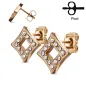 Paire Boucles d'oreille clous losange rosé pavé strass