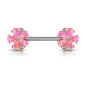 Piercing téton fleur rose opalescente