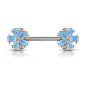 Piercing téton fleur turquoise opalescente