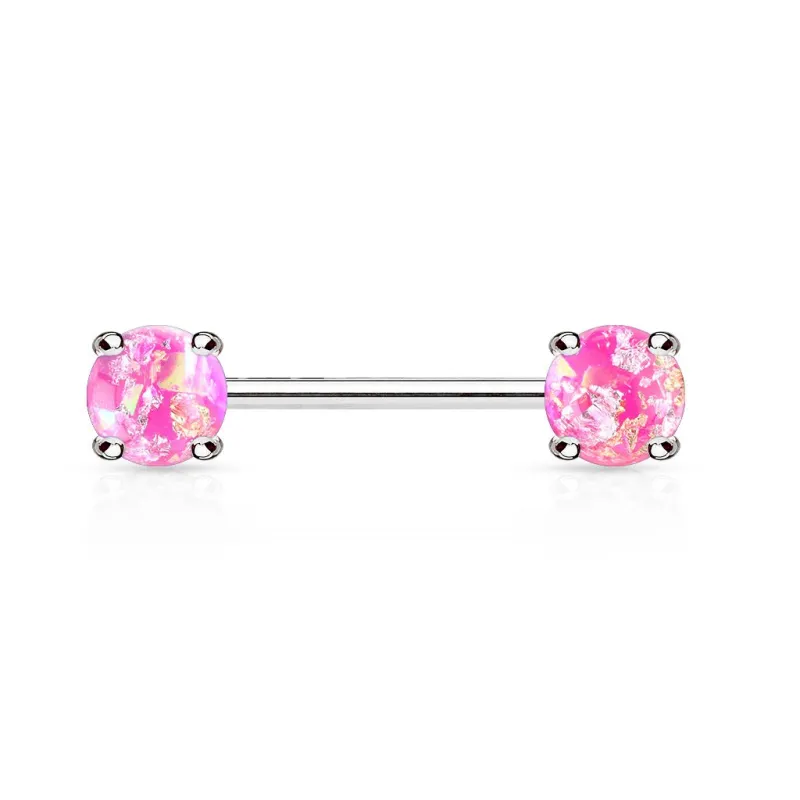 Piercing téton avec pierres de lave rose