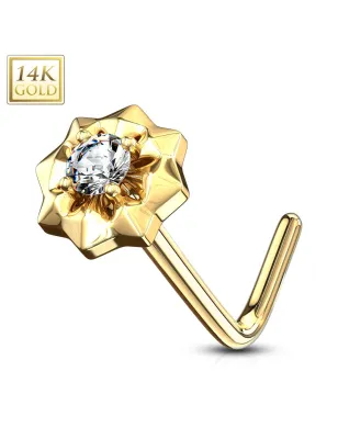 Piercing nez Or jaune 14 carats étoile à pierre blanche