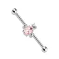 Piercing industriel oreille ananas cristal rose