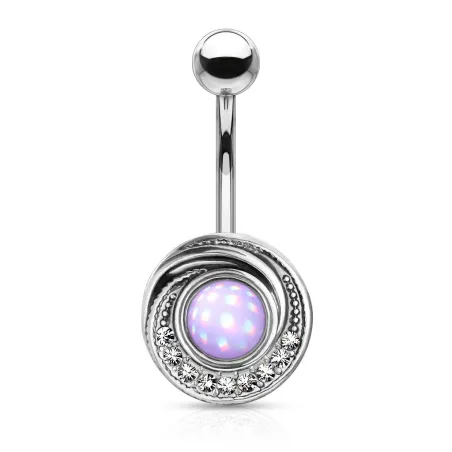 Piercing nombril tourbillon tribal pierre lumineuse violette