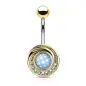 Piercing nombril tourbillon tribal doré pierre lumineuse turquoise