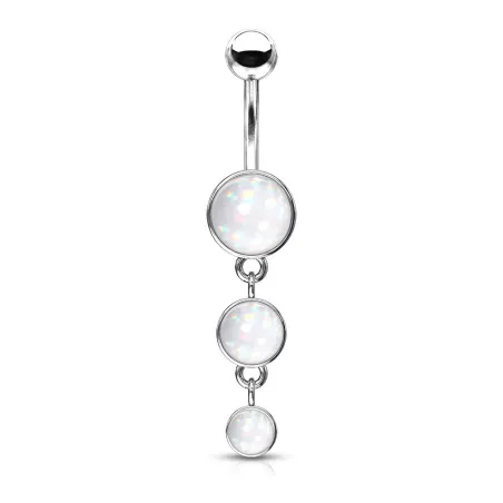 Piercing nombril triple pierre lumineuse blanche